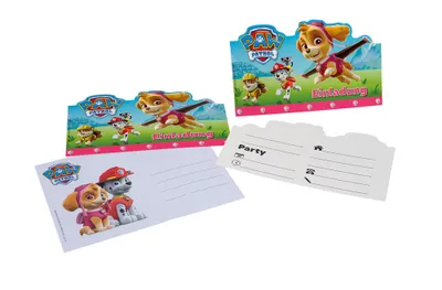 Produktbild von Paw Patrol 6 Einladungskarten pink