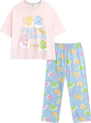 Produktbild von Care Bears - Schlafanzug mit langer Hose für Damen, kurzärmlig NS9239 (XXL) (Pink/Blau)