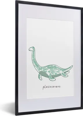 Produktbild von MuchoWow® Gerahmtes Poster Kinderzimmer - Plesiosaurier - Dinosaurier - Junge - Mädchen - Kind 40x60 cm - Poster mit Schwarzem Bilderrahmen Wandposter Rahmen Foto Bilder - Poster in Rahmen