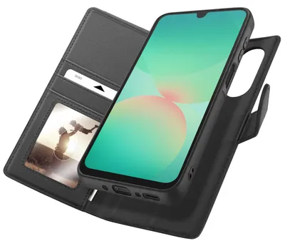 Obrázek produktu pro Mayaxess, pouzdro s peněženkou pro Samsung Galaxy A26, ochrana proti RFID, odnímatelné pouzdro, černá barva