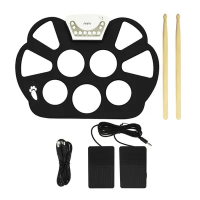 Produktbild von Tragbares E-Drum-Kit aufrollbar 38,5x27,5x2,5cm inkl. 2 Trommelstöcke & 2 Fußpedale