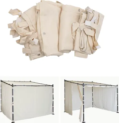 Immagine prodotto di set di 4 pareti laterali per pergola HWC-A22, parete laterale di ricambio per padiglione, 3x3m poliestere ~ panna