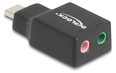 Zdjęcie produktu dla DeLOCK 67128, 1 x USB 2.0 C, 2 x 3.5 mm, Czarny