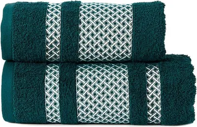 Imagen del producto de Toalla Lionel Dunkeltürkis de 70x140 cm con borde de gasa plateada