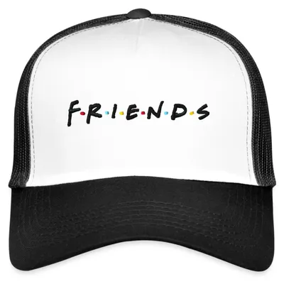 Produktbild von Spreadshirt Friends Offizielles Logo Stick-Design Trucker Cap, One size, Weiß/Schwarz