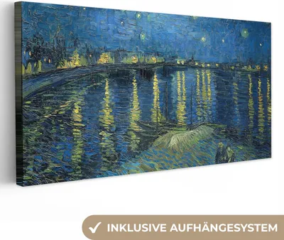 Obrázek produktu pro OneMillionCanvasses® - Obraz na plátně - Hvězdná noc - Vincent van Gogh, nástěnná malba, nástěnné dekorace obrazy obývací pokoj, 40x20cm