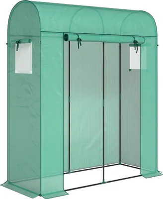 Produktbild von Tomatengewächshaus Foliengewächshaus mit Rolltor Netzfenster Bogendach 170 x 68 x 200 cm Grün