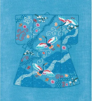 Produktbild von Stickset „Le Bonheur des Dames Petit Point – Kimono Heron II“, Kontakt, 20,5 x 23 cm