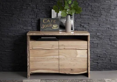 Image de MASSIVMOEBEL24 | Buffet 131x45 Acacia laqué Bois naturel PURE ACACIA #103