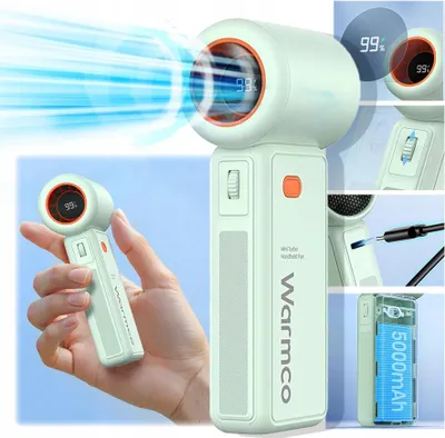 Obrázok produktu pre Výkonný USB mini ventilátor 15000 ot./min. ručné chladenie Warmco zelený