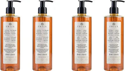 Produktbild von PRIJA 4 x 380 ml Set – Vitalisierendes Haut & Haar Shampoo + Flüssigseife für Geschmeidige Haut – 100% Vegan & Getestet