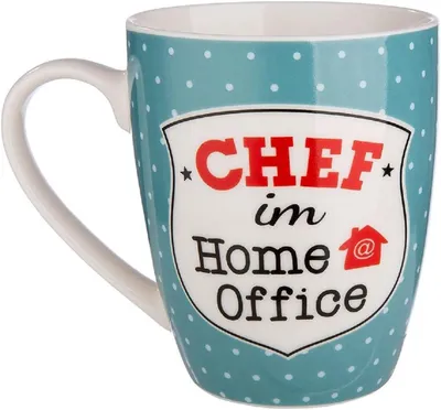 Produktbild von GILDE - 49823 - Kaffeebecher, Chef im Home Office, Porzellan, 8,5cm x 12cm x 10cm, 360ml