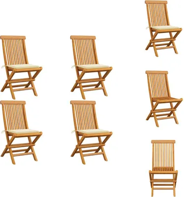 Produktbild von vidaXL Gartenstühle mit Cremeweißen Kissen 4 Stk. Teak Massivholz -  Gartenstühle