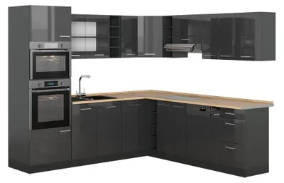 Image de Cuisine en angle Vicco R-Line Anthracite Haute brillance/Anthracite 247 x 237 cm sans PT, Model 53304