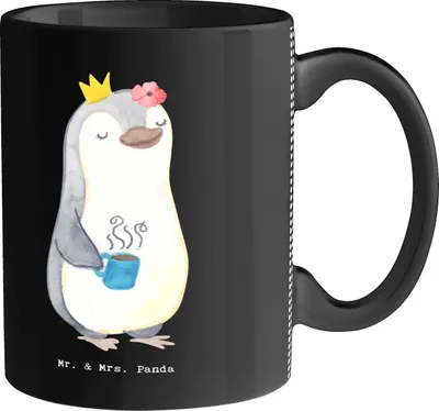 Produktbild von Mr. & Mrs. Panda Becher Abteilungsleiterin Herz - Schwarz - Geschenk, schöne tasse, Keramikbecher, Büro, Morgens, Kaffeetasse, Montagmorgen, Kaffeebecher, Kaffeepott