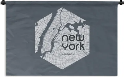 Produktbild von MuchoWow® Wandteppich Wandbehang New York - Karte - Schwarz 150x100 cm Tapisserie Dekoration Wandtuch - Waschbar - Tapisserien - Wand-Decke