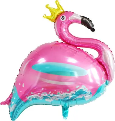 Obrázok produktu pre Fóliový balón Plameniak s korunkou modro-ružový, 100 x 80 cm