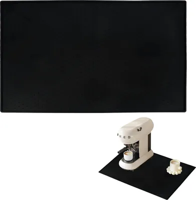 Produktbild von Famanu Silikonunterlage für Kaffeemaschine - Antirutsch, wasserdicht - Schwarz - 48 x 30 cm