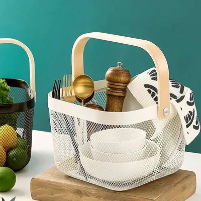 Produktbild von Obstkorb aus Metall im skandinavischen Stil - ecru
