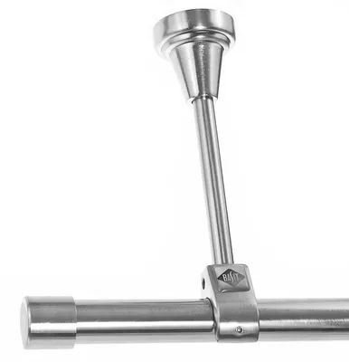Produktbild von Edelstahl Look Gardinenstange 20mm Deckenträger 1-läufig Kappe, Länge wählbar D51 E30 R