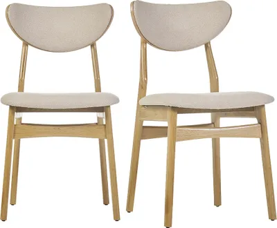 Produktbild von Miliboo - Skandinavische Stühle aus Stoff mit Wolleffekt und hellem, massivem Eichenholz (2er-Set) MAYA