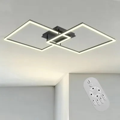 Obrázok produktu pre XMTECH 60W LED stropné svetlo, moderné geometrické, plynulo stmievateľné s diaľkovým ovládaním 2800-6500K, pre obývaciu izbu a spálňu