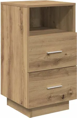 Image de Table de chevet avec 2 tiroirs chêne artisanal 36x36x68 cm