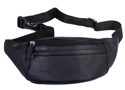 Produktbild von Ledergürteltasche Bauchtasche aus hochwertigem Leder, schwarz, Sicherheitsfach auf Rückseite