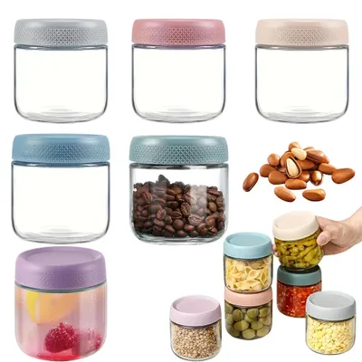 Produktbild von Vorratsbehälter - 6er-Set - Glas - 300 ml - Für Haferflocken, Nüsse, Kaffee, Joghurt und Gewürze