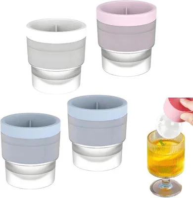 Produktbild von Silikonische Iceregen 4-teilig, 6 cm, blauw, wit, rosa, herbruikbaar, geschikt für Whisky und Cocktails