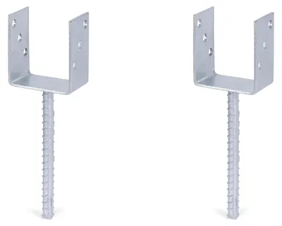 Produktbild von Alberts 2 x U-Pfostenträger mit Riffelstahl-Betonanker, 91x104 mm, Betonanker 200 mm, feuerverzinkt, zum Einbetonieren