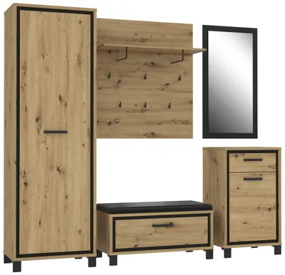 Produktbild von Garderobenset TRONDHEIM in Artisan Eiche / Schwarzeiche Optik