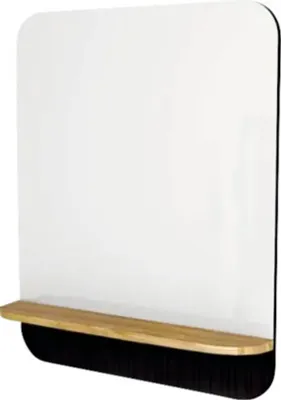 Obrázek produktu pro Zrcadlo do koupelny Devo Gloria 2.0 s dřevěnou poličkou 70 x 86 cm černá GL2-LUPL70-1-F97D01