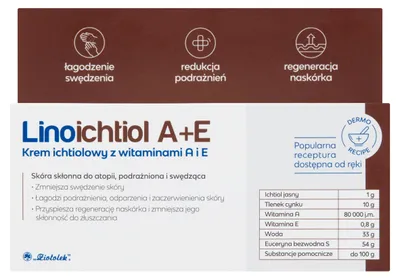 Krem ichtiolowy Linoichtiol A+E 50 g Ziołolek ichitiol łagodzi regeneruje