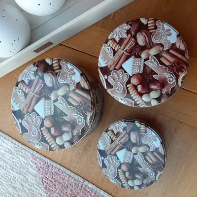 Produktbild von 3er-Set Gebäckdose Weihnachten "Gebäckmotiv" Metall 3 Größen Keksdose