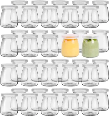40 Joghurtgläser mit Deckel, 150 ml, Glas, Vorratsgläser