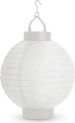 Produktbild von 1x Solar-LED-Laterne - Kaltweißes LED-Licht - Ø 21 cm - Weiß - Faltbar - Mit Aufhängehaken - Automatisches Ein-/Ausschalten - Stimmungsbeleuchtung für Garten, Balkon und Terrasse [11399F-WH]
