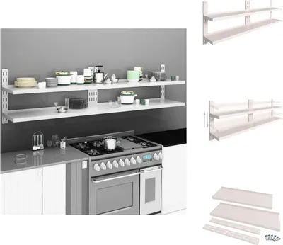 Zdjęcie produktu dla vidaXL 2-poziomowe pływające półki ścienne 2 szt. Stal nierdzewna 240×30 cm - Półki ścienne