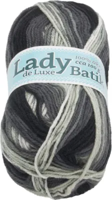 Zdjęcie produktu dla Przędza LADY de Luxe BATIK – 100 g / 238 m – biała, szara