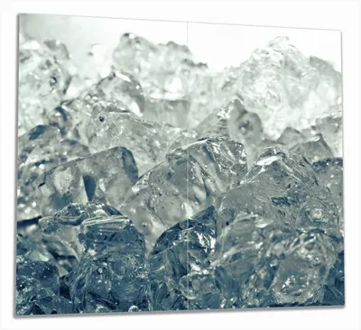 Produktbild von Wallario Herdabdeckplatte aus Glas, Größe 60 x 52 cm 2-teilig, Motiv Leuchtendes Eis in blau-grau