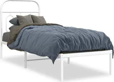 Produktbild von "2026 Promotion" Metallbett ohne Matratze - mit Kopfteil - Weiß - 75x190 cm - Polsterbett CC22933