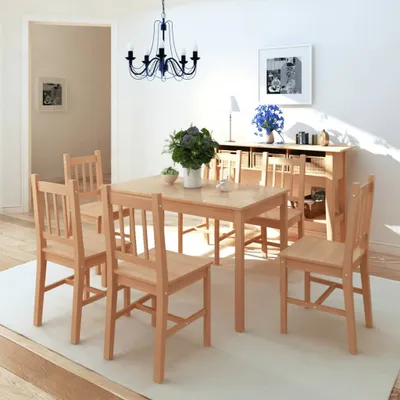 Image de Maison Exclusive - Ensemble de table à manger 7 pièces en bois de pin
