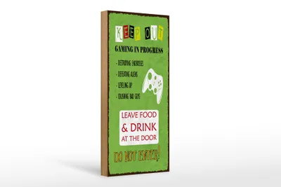 Produktbild von Holzschild Spruch 27x10 cm Keep out, gamer Schild