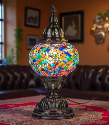 Produktbild von Formano Marokko Mosaik Tischlampe orientalisch 28cm - Lampe Metall & buntem Glas