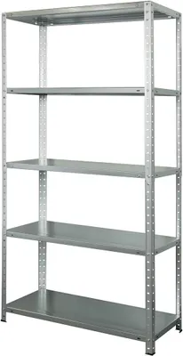Imagen del producto de Estantería para almacenamiento, con 5 estantes, dimensiones 177x90x40 cm, estantes de altura ajustable, capacidad de hasta 350 kg, estantería resistente, ideal para sótanos, talleres, fabricada en metal galvanizado, color plateado