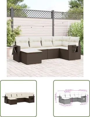 Produktbild von The Living Store 6-tlg. Garten-Sofagarnitur mit Kissen Braun Poly Rattan