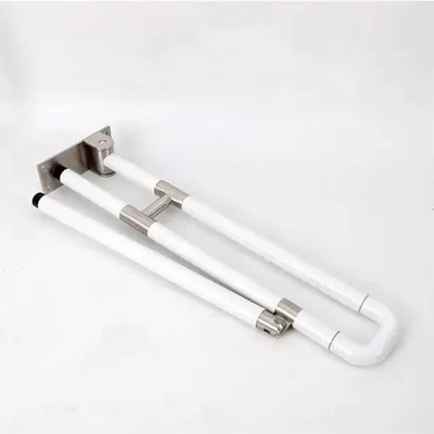 Obrázek produktu pro Skládací bezpečnostní madlo – 60 cm – nerezová ocel – protiskluzové – nástěnná podpora pro toaletu a sprchu