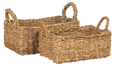 Productafbeelding van Set van 2 rechthoekige Morella manden van natuurlijk zeegras (maten S/L)