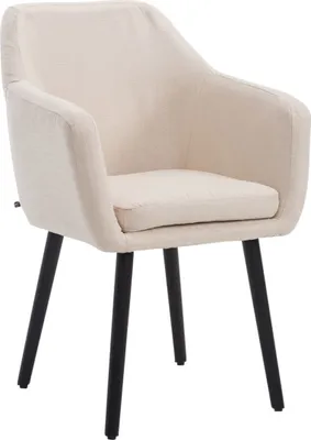 Image de Chaise visiteur CLP Utrecht, tissu, avec structure en bois robuste, couleur crème, structure noire