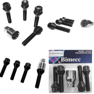 Produktbild von Felgenschloss M12x1,25x42mm Kegelbund 60° schwarze Felgenschlösser Set
